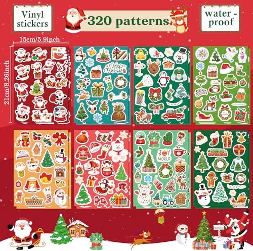 OHOME Stocking Stuffers | 320 PCS Christmas Stickers - Toddler Stocking Stuffers | Kids for Boys Girls Grandkids,Vinyl Xmas Games Crafts Activities Party Favors Supplies - Image 2