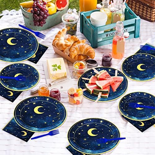 chiazllta 96 Pcs Starry Night Plates and Napkins Party Supplies Sweet theme Tableware Set Galaxy Party Decorations Favors for Outer Space Birthday Baby Shower Serves 24 Guests - Image 5
