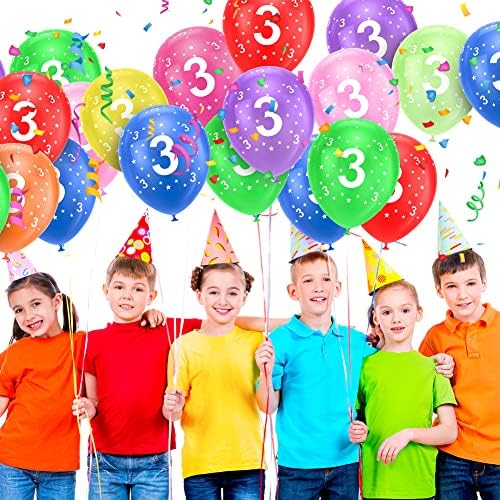 Ainiv 3rd Birthday Balloons 18PCS, 12inch Numbers Printed Latex Balloons - Image 6