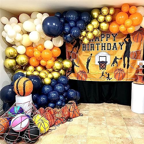 Isndare 35pc Navy Blue & Orange Balloons Set, Navy, Orange, White, Metallic Gold, Boys, Men, Space, Birthday, Wedding, Party Decorations - Image 4