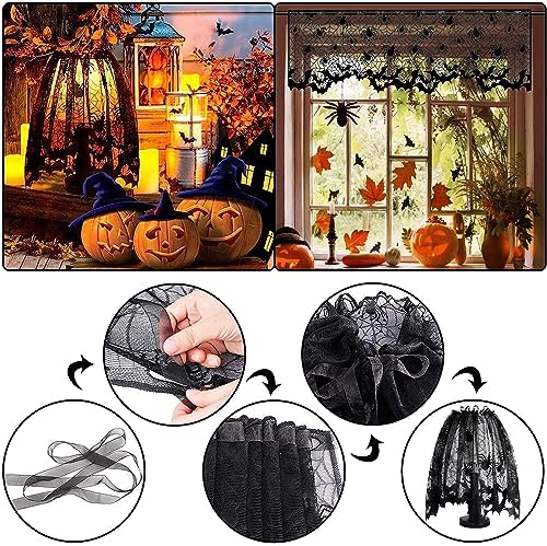 5Pack Halloween Spiderweb Tablecloth Runner Fireplace Scarf Lampshade Bats - Image 6