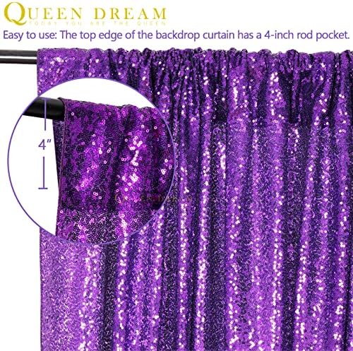 Purple Sequin Backdrop 2 Panels 2FTx8FT Glitter Halloween Party Backdrop - Image 5