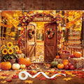 Fall Backdrop 7×5ft, with 100 Pcs Red & Yellow Artificial Maple Leaves by DuoduoBuy