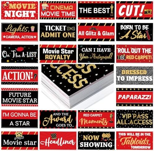 Beeveer 24 Designs Movie Party Photo Booth Props, Double Sided PVC Selfie by Beeveer