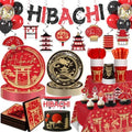 Red Gold Hibachi Party Decorations Tableware Set, for 25 Guest by Unknown