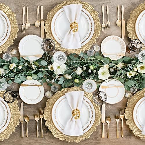 MAONAME Gold Charger Plates Set of 12, Reef Plate Chargers for Dinner Plate, Round Plastic Table Chargers for Thanksgiving, Christmas - Image 2