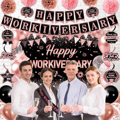 DARUNAXY Happy Workiversary Party Decorations for Women Girls(31PC) - Image 5