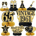 9Pcs 65th Birthday Decorations Honeycomb Centerpieces for Men Women, Black Gold Happy 65th Birthday Centerpieces Tables Toppers Party Decorations Supplies, Vintage 1961 Aged Table Sign Decor by MOORAY