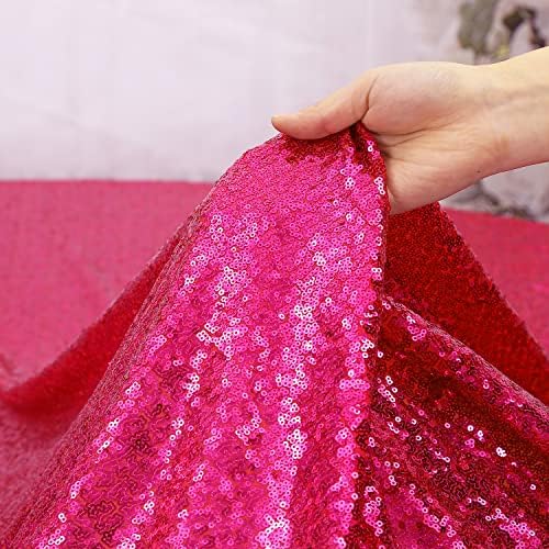 PartyDelight Hot Pink Sequin Backdrop Curtains 2x8ft 2 Panels - Image 3