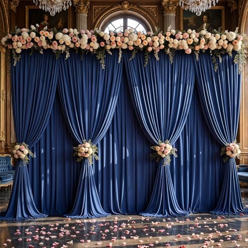 30x10ft Navy Blue Backdrop Curtain Panels for Parties - Wrinkle Free Polyester Photo Curtain Backdrop Wedding Back Drop Fabric Drapes for Party Decorations Background for Photography - Image 4