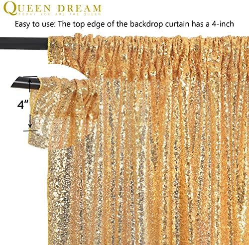 Gold Sequin Backdrop Drapes 4 Panels 2FTx8FT Glitter Backdrop Curtains - Image 6