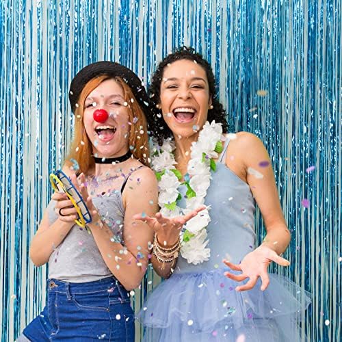 5 Pack Foil Curtain Backdrop Blue Metallic Tinsel Foil Fringe Curtains Photo Booth Props for Birthday Wedding Engagement Baby Shower Bachelorette Christmas Holiday Celebration Party Decorations - Image 2
