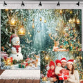 Winter Wonderland Backdrop Christmas Forest Scene Snowy Tree Snowman Deer Photography Background Xmas Holiday New Year Family Party Decorations Banner Photo Booth Studio Props 8X6FT by Unknown