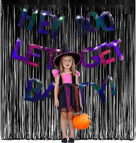 Black Tinsel Backdrop Curtain - GREATRIL Tinsel Curtain Party Backdrop Streamers for Wizard Birthdays/Stranger Theme/Doorway/Halloween Decorations Party - 2 Packs - Image 5