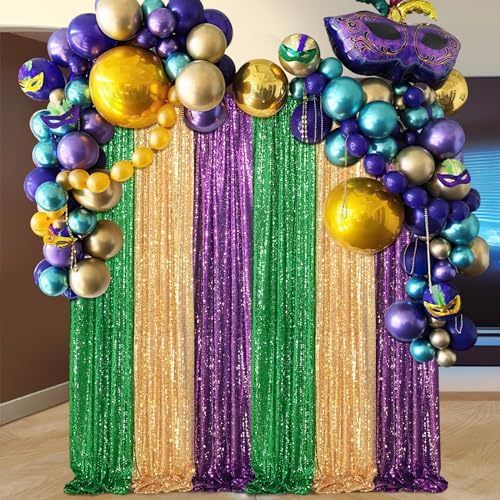 Purple Sequin Backdrop Curtain 4 Pcs 2ftx8ft Sparkly Glitter Wedding Party Photography Background Drapes for Birthday Prom Decoration Christmas Party Decoration - Image 6