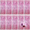 10 Pack Pink Backdrop Curtain 3.2ft x 8.2ft Metallic Tinsel Foil Fringe Curtains Photo Booth Background for Birthday Party Decoration Baby Shower Engagement Wedding Christmas Decoration (Pink) by Ohiyoo