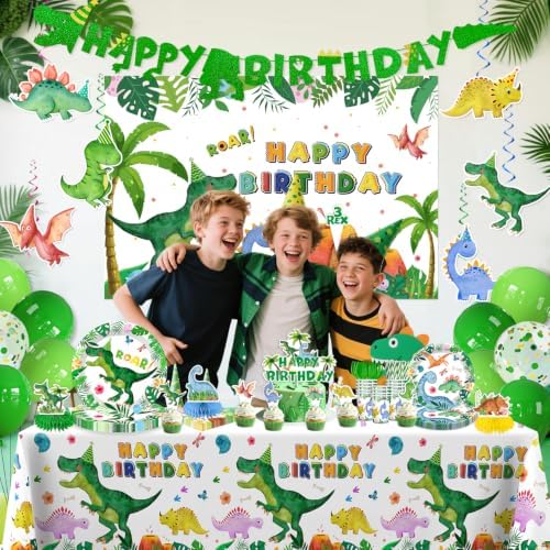 206Pcs cocomigo Dinosaur Birthday Decorations Tableware Set, 25 Serves - Image 6