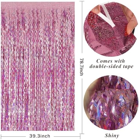 Tinsel Foil Fringe Curtains Wavy Backdrop for Parties Sparkle Metallic Wavy Foil Fringe Backdrop Curtain for Party Decorations Photo Booth Props for Birthday Graduation Wedding - Image 2