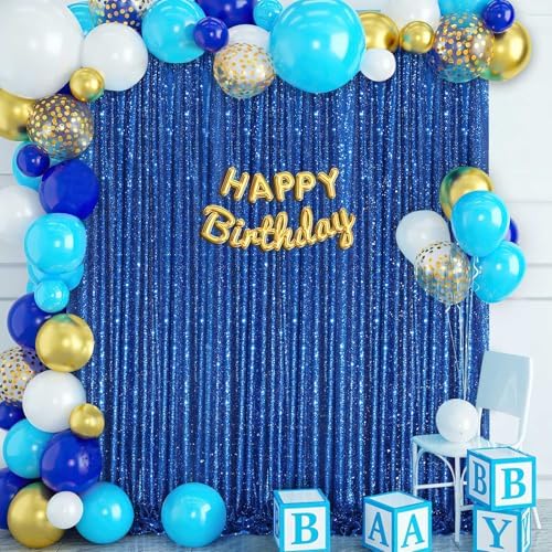 Royal Blue Sequin Backdrop Glitter Curtain for Party: 10ftx10ft - Image 4