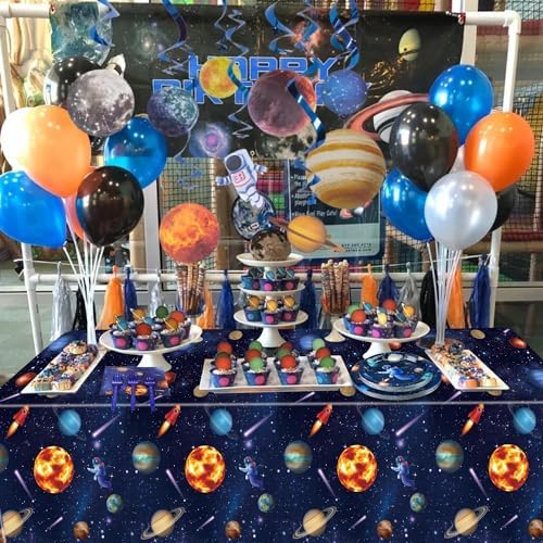 Outer Space Party Supplies for 20 Guests, Include Astronaut Planet Paper Plates, Napkins, Forks, Outer Solar System Tablecloth for Kids Birthday Party Solar System Theme Party Decorations - Image 4