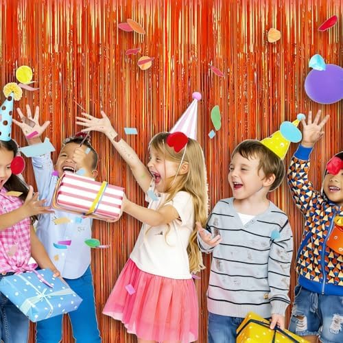 5 Pack 3.28ft x 6.56ft Orange Metallic Tinsel Foil Fringe Curtains, Photo Booth Backdrop Party Decorations for Birthday Wedding Baby Shower Graduation Bachelorette New Years - Image 6