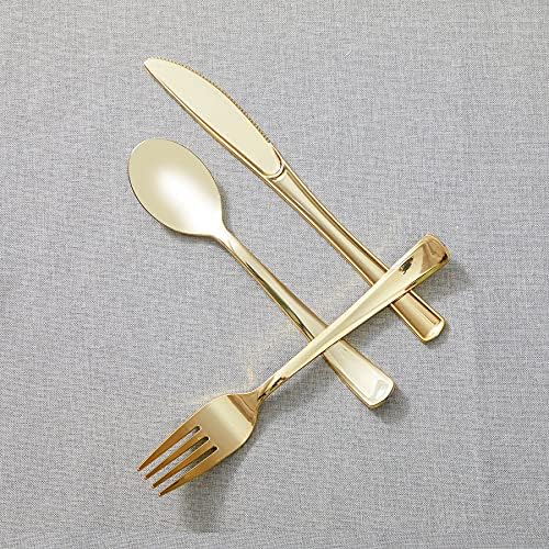 N9R 160PCS Gold Plastic Silverware, Disposable Plastic Cutlery/Utensils - Image 5