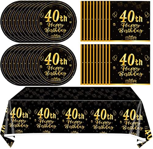 41Pcs Birthday Party Supplies Vintage 40th Birthday Decorations Back in 1984 40th Theme Birthday Party Decorations Tableware Includes Paper Plate Napkin Tablecloth for Men Service 20 Guests by Juhap