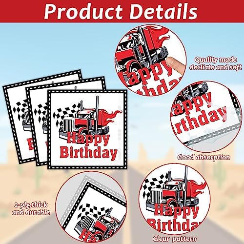 96Pcs Semi Truck Party Supplies Paper Plates Napkins - Image 4