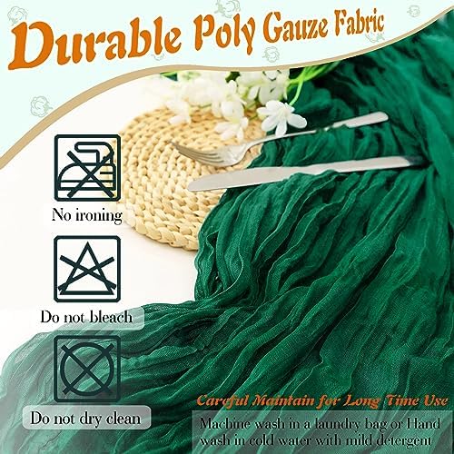 Dark Green Cheesecloth Table Runner 6 Pack 35" Boho Gauze 120 inches Long Runner Rustic Sheer Fabric Bulk for Baby Shower Wedding Bridal Birthday Party Table Decorations - Image 6