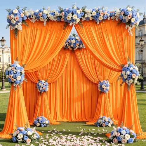 30x10ft Orange Backdrop Curtain Panels for Parties - Wrinkle Free Polyester Photo Curtain Backdrop Wedding Back Drop Fabric Drapes for Party Decorations Background for Photography - Image 6