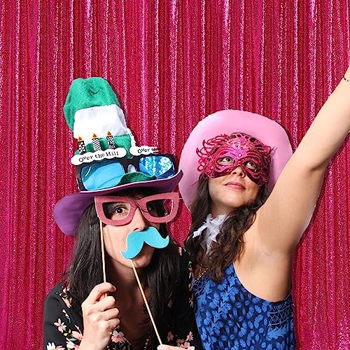 Sequin Backdrop Hot Pink 8ft x 8ft Glitter Photo Booth Backdrop - Image 3