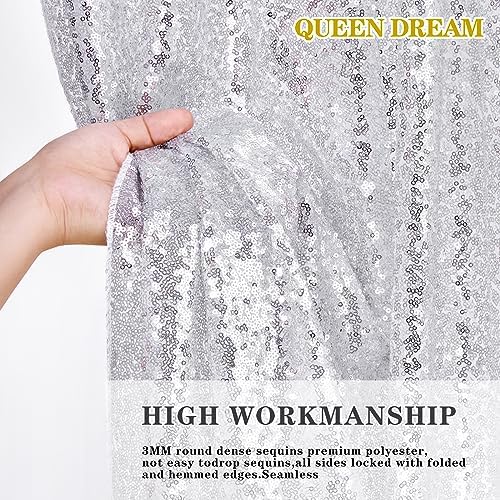 Silver Sequin Backdrop 2 Panels 2FTx8FT Christmas Party Backdrop Curtains - Image 6