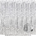 5 Pack Silver Foil Curtain Backdrop 3.2ft x 9.8ft Metallic Tinsel Foil Fringe Curtains Streamer Photo Booth Backdrop for Birthday Party Engagement Bachelorette Party Decorations (Silver) by Ohiyoo