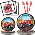 96Pcs Semi Truck Party Supplies Paper Plates Napkins by gisgfim