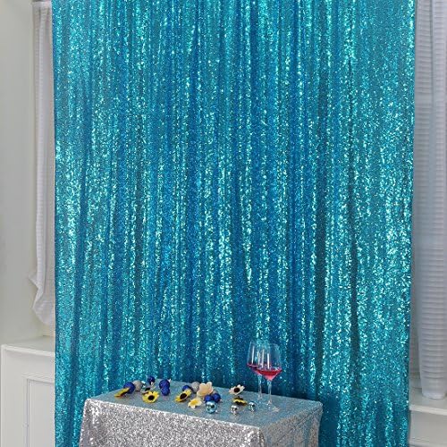 Poise3EHome 6FT x 8FT Turquoise Sequin Photography Backdrop Curtain for Party Decoration - Image 2