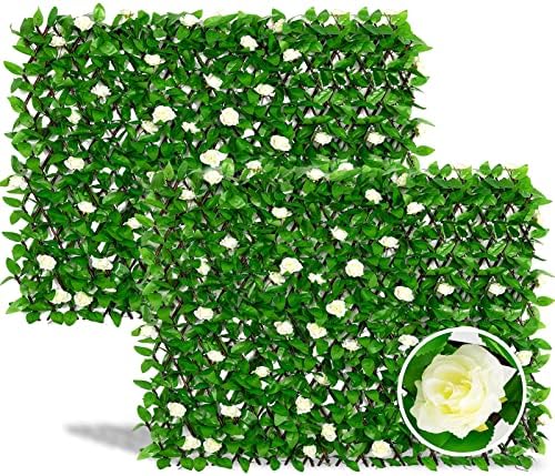 DOEWORKS Expandable Faux Ivy Trellis Fence, Patio Privacy Screen, 2 Pack by DOEWORKS