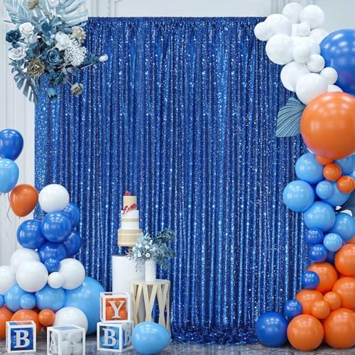 7ftx7ft Royal Blue Backdrop Curtain Sequin Party Background - Image 4