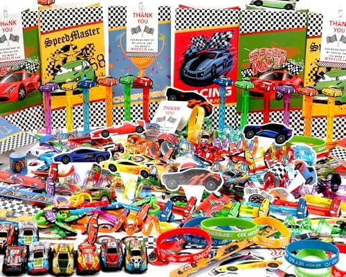 PLOUGVI 232PCS Race Car Birthday Party Favors Decorations Supplies Goodie Bag Stuffer Pinata Filler, Cars Themed Favors for Wheel Birthday Decorations - Image 2
