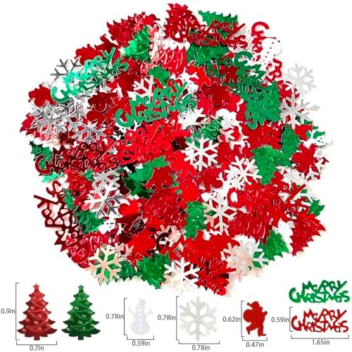 Christmas Confetti Snowflake Confetti Christmas Tree Snowman Santa Claus Shape Table Scatters Confetti for Christmas Decorations Merry Christmas Confetti Party Sets - Image 3