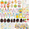 24 Pack Easter Party Favors Classroom Gifts Set with Classic Spring Designs, Easter Goodie Bags with Notebooks Pens Stickers Tattoos Scratch Art for Classroom Gifts Basket Stuffers by Unknown