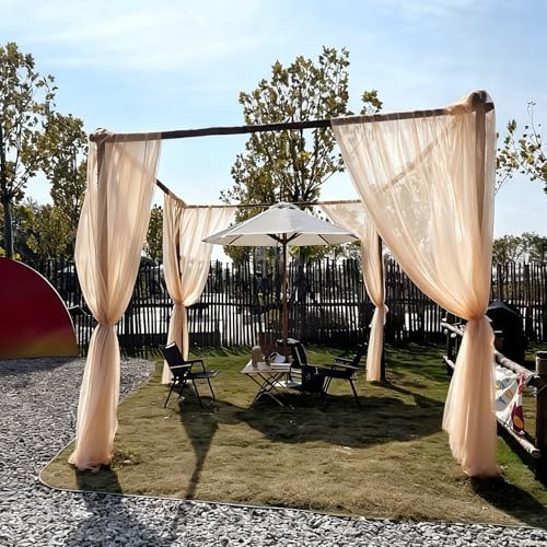 Wedding Arch Draping Fabric,63" x 32Ft Wedding Arch Drapes Champagne Tulle Fabric Drapery Sheer Backdrop Curtains for Wedding Ceremony Arch Stage Party Ceiling Decorations - Image 2