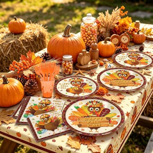 146PCS Thanksgiving Turkey Party Supplies Paper Plates and Napkins Serve 36 - Image 5