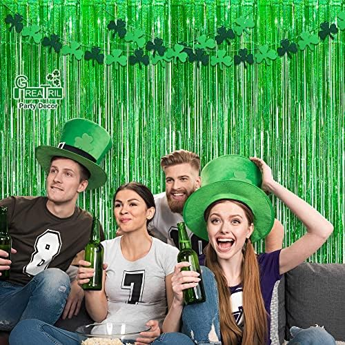Green Tinsel Curtain Party Backdrop - 2 Packs - Image 2