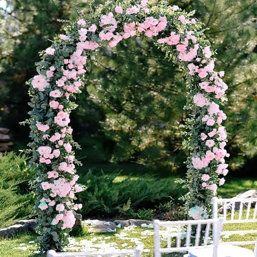 YRIOWMI 10PCS Fake Rose Garland, 7.5Ft Artificial Vines Flowers Hanging Rose Vine forfor Table Wedding Backdrop Arch Wall Party Mantle Festival Decor (Pink) - Image 3