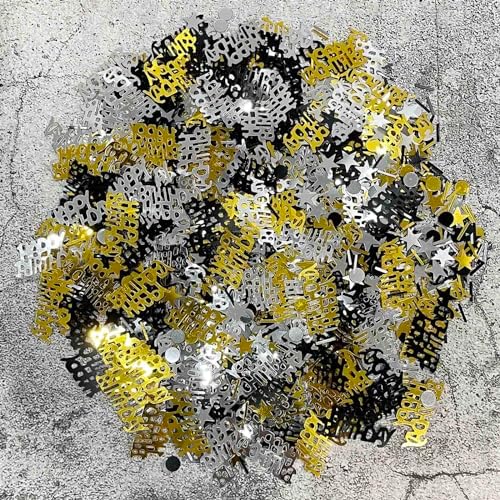 Black Gold Birthday Confetti Star Circles Shape Table Scatters Confetti for Birthday Decorations Party Supplies Sets - Image 5