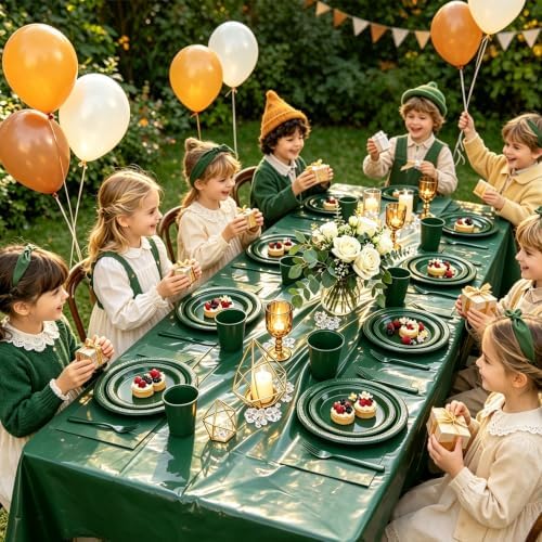 Green Plastic Party Plates 30 Guests Disposable Green Plates&Napkins Set - Image 5