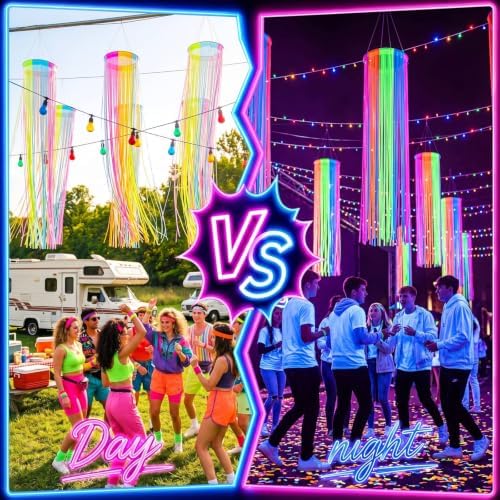 4 Pack Glow in The Dark Party Supply Neon Blacklight Streamer, 6 Color - Image 6