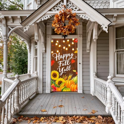 BlissYard Fall Door Cover Thanksgiving Decor Pumpkin Sunflower 35x71 Inch - Image 4