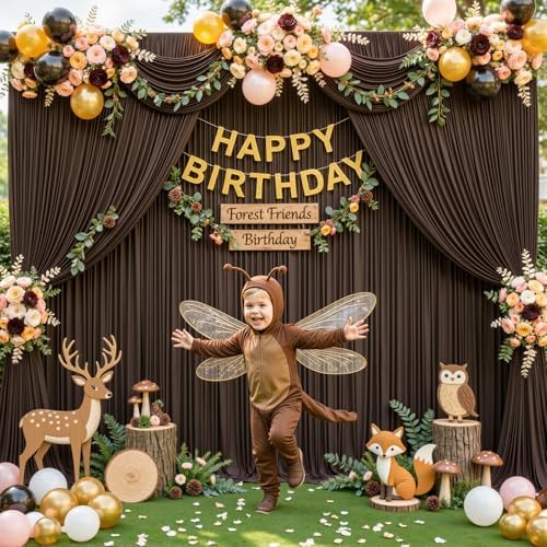 10 Panels Brown Backdrop Curtain for Parties Wedding Wrinkle Free Brown Photo Curtains Backdrop Drapes Fabric Decoration for Birthday Party Baby Shower 50ft(W) x 10ft(H) - Image 3