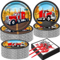 gisgfim 50 Guests Semi Truck Party Decorations Semi Truck Plates and Napkins Party Decoration For Birthday Party Plates Tableware Set Tractor Trailer Theme Party Paper Plates Napkins Forks 200 PCS by gisgfim